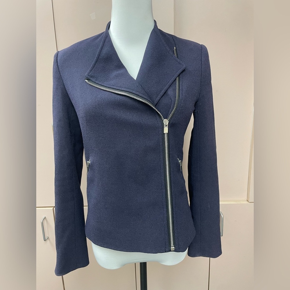 Club Monaco Navy Blue Moto Jacket size extra small